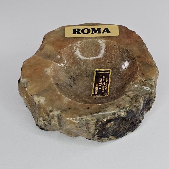 Vintage Genuine Alabaster Hand Carved Ashtray Italy Mid Century - Picture 2 of 8